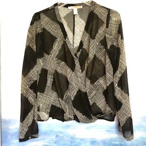 Black & White Wrap Blouse